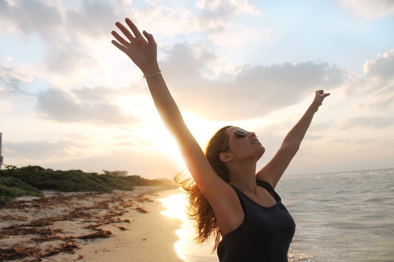 women and sunset